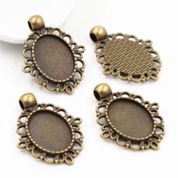 10pcs 13x18mm Inner Size Antique Silver Plated Flower Style Cameo Cabochon Base Setting Charms Pendant necklace findings