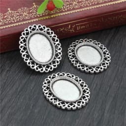10pcs 13x18mm Inner Size Antique Silver Plated Flower Style Cameo Cabochon Base Setting Charms Pendant necklace findings