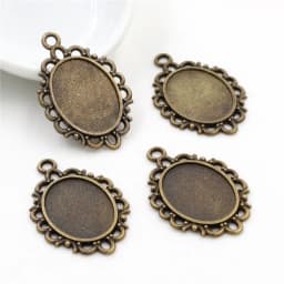 10pcs 13x18mm Inner Size Antique Silver Plated Flower Style Cameo Cabochon Base Setting Charms Pendant necklace findings