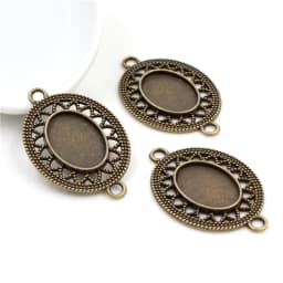 10pcs 13x18mm Inner Size Antique Silver Plated Flower Style Cameo Cabochon Base Setting Charms Pendant necklace findings
