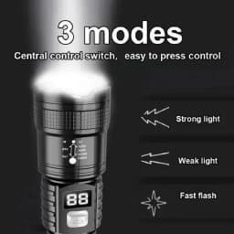 Rechargeable LED Flashlight 100000LM Super Bright Long Range Tactical Torch Waterproof for Outdoor Camping Fishing Lantern