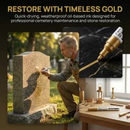 1-2Pcs Golden Tombstone Marker Pen Quick Dry Oil Based Fine Tip Weather Resistant For Granite Marble Cemetery Maintenance