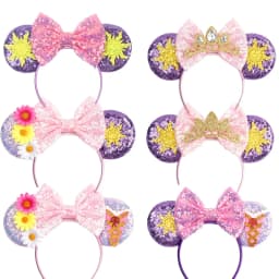 Fashion Cute Mouse Princess Headband 3.3"Ears For Kids Rapunzel Hair Band Women Hair Accessories Girls Sequins Bow Headwear
