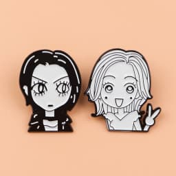 2-6pcs/Set Cartoon Anime Characters Enamel Pin Funny Alien Cute Raccoon Woman Brooches Badges Metal Collar Pins Jewelry Fan Gift