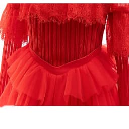 2026 Halloween Girl Dress Up Elegant Special Ball Evening Dress Long Sleeve Red Horror Girl Dress