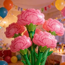 Pink Carnation Flower Foil Balloon Mother's Day Birthday Wedding Graduation Party Decor Photo Props Gift for Mom Grandma Teacher