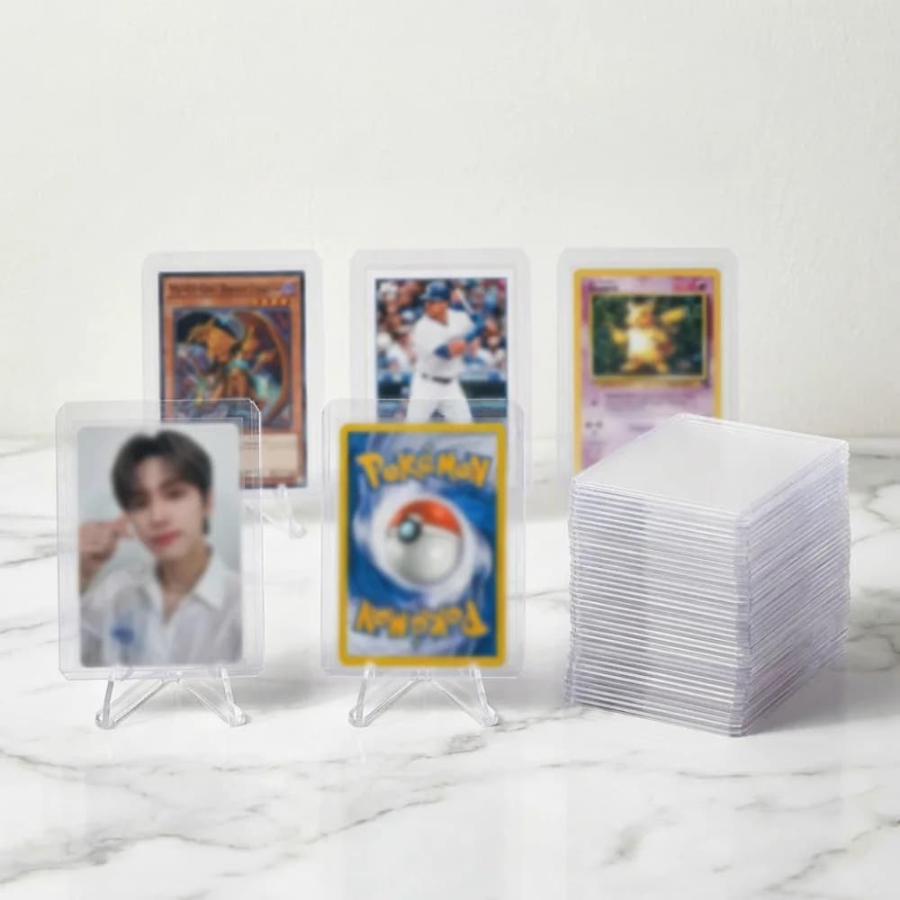 10/25/50PCS 35PT Rigid Card Toploaders for Korean Kpop Photocard Pokemon TCG Clear 3x4" Hard Plastic Sleeves Sports Card Holders