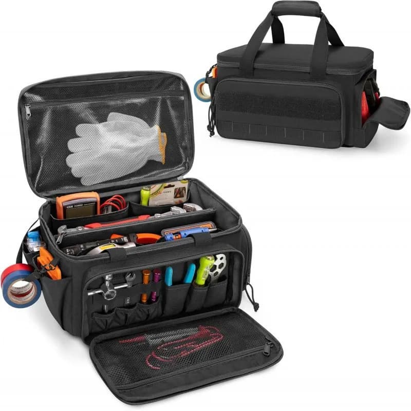 14" Heavy Duty Tool Bag, Quick Tool Access with Wide Opening Zip Design, Multiple Internal and External Pockets with Carry Handl