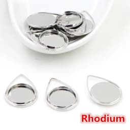 20pcs 12mm Inner Size Silver Gold Plated Black Rhodium Brass Material Simple Cabochon Base Cameo Setting Charms Pendant Tray