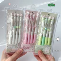4PCS/Set Rabbit Style Gel Pen 0.5mm Quick Dry Black Pen Creative Gel Pen Set With Transparent Storage Bag Office Supplies