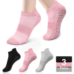 3 Pairs Yoga Socks Women Cotton Short Mesh Breathable Professional Non-slip Floor Pilates Dance Sports Gym Socks