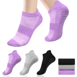 3 Pairs Yoga Socks Women Cotton Short Mesh Breathable Professional Non-slip Floor Pilates Dance Sports Gym Socks