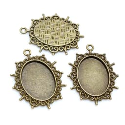 10pcs 18x25mm Inner Size 5 Colors Plating Classic Style Cameo Cabochon Base Setting Charms Pendant necklace findings