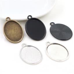 10pcs 18x25mm Inner Size 5 Colors Plating Classic Style Cameo Cabochon Base Setting Charms Pendant necklace findings