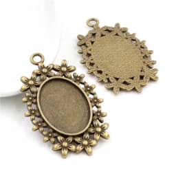 10pcs 18x25mm Inner Size 5 Colors Plating Classic Style Cameo Cabochon Base Setting Charms Pendant necklace findings