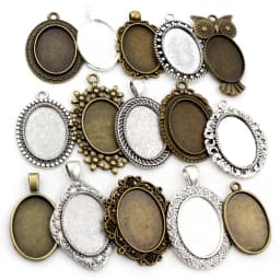 10pcs 18x25mm Inner Size 5 Colors Plating Classic Style Cameo Cabochon Base Setting Charms Pendant necklace findings