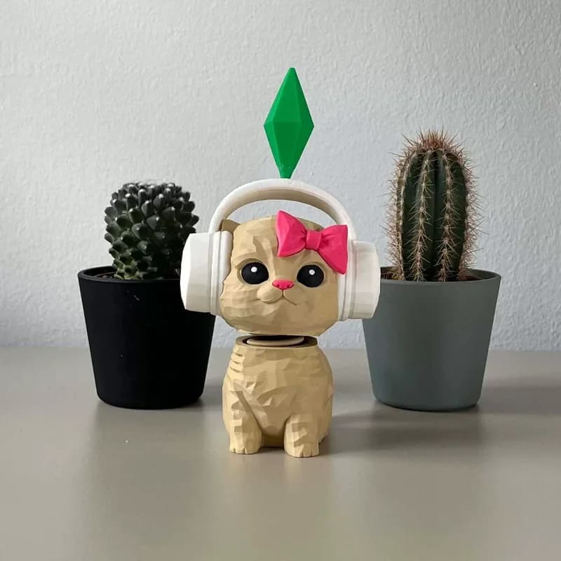 The Sims Plumbob Dancing Cat Car Decoration Cute Bobble Head Ornament for Dashboard Mini Action Figure for Car Interior