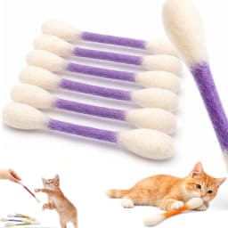 6PCS Cotton Swabs Cat Toy with Catnip Kitten Chew Sticks for Indoor Boredom, Durable Dental Teething Ropes Interactive Accessory