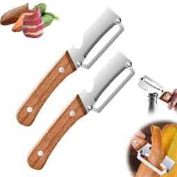 Stainless Steel Peeler With Wooden Handle For Peeling And Slicing Fruits And Vegetables | Durable And Smooth Operation