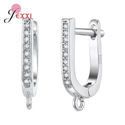 New Statement 925 Sterling Silver DIY Earrings Clasps Hooks Woman Handmade Jewelry Making Accessoru Fashion Design Cubic Zircon