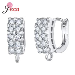 New Statement 925 Sterling Silver DIY Earrings Clasps Hooks Woman Handmade Jewelry Making Accessoru Fashion Design Cubic Zircon