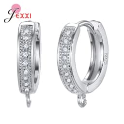 New Statement 925 Sterling Silver DIY Earrings Clasps Hooks Woman Handmade Jewelry Making Accessoru Fashion Design Cubic Zircon