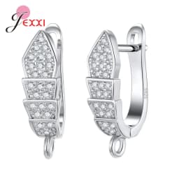 New Statement 925 Sterling Silver DIY Earrings Clasps Hooks Woman Handmade Jewelry Making Accessoru Fashion Design Cubic Zircon