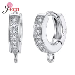New Statement 925 Sterling Silver DIY Earrings Clasps Hooks Woman Handmade Jewelry Making Accessoru Fashion Design Cubic Zircon