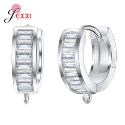 New Statement 925 Sterling Silver DIY Earrings Clasps Hooks Woman Handmade Jewelry Making Accessoru Fashion Design Cubic Zircon