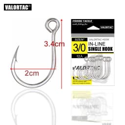 Inline Single Hook Big Eye Single Hook Replace the Treble Hook 12pcs/Pack Fish Hooks for Live Bait Single Fishing Hooks