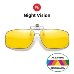VIVIBEE Mens Metal Clip on Sunglasses Polarized Eyeglasses UV400 Women Square Night Vision Driving Sun Glasses
