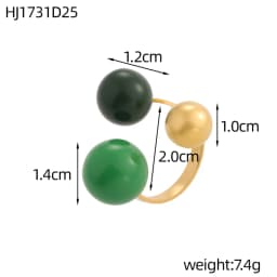 Geometric Spherical Stainless Steel Gold Plated Trendy Open Ring for Women Featuring Three Colorful Enamel Droplet-shaped Rings