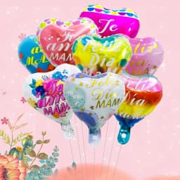 10pcs 10inch Spanish Love You Mom Heart Foil Balloons Spanish Happy Mother's Day Heart Air Balloon Mother's Day Decorations