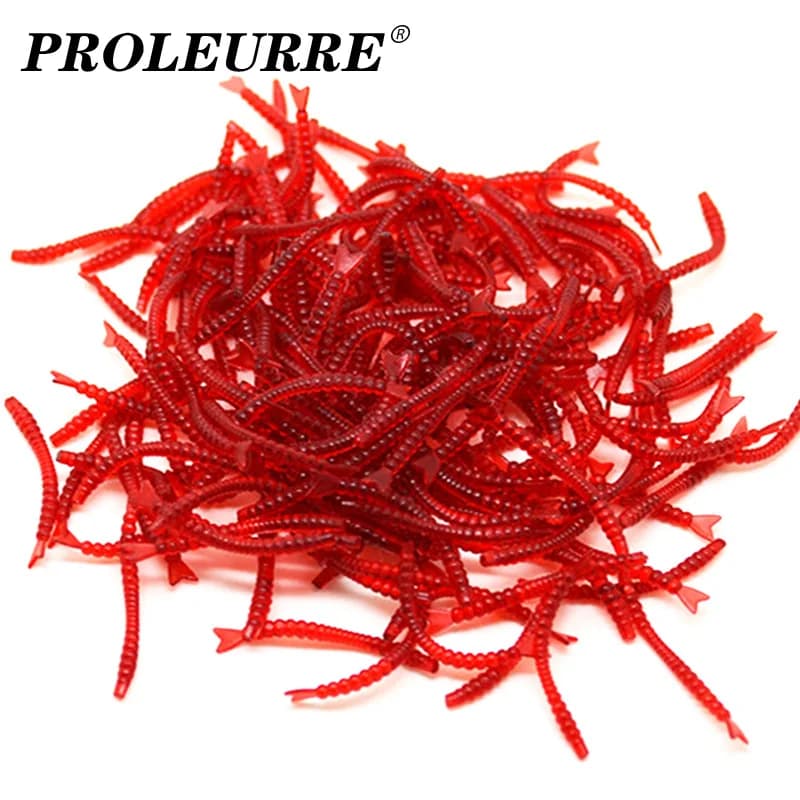 200pcs/Lot Fishy Smell Red Worm Soft Silicone Bait Shrimp Flavor Additives Fishing Lures Artificial Lure Carp Bass Isca Tackle