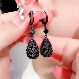 Luxury Trend Black Color Double Layer Earrings For Women Korean Crystal Zircon Geometric Earring Bride Wedding Statement Jewelry
