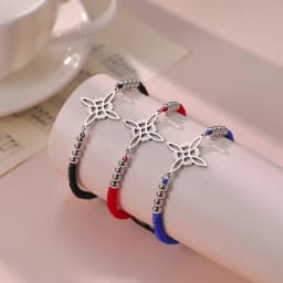 Dawapara Witch Knot Charm Bracelet for Women Celtics Knot Protection Amulet Bead Chain Stainless Steel Witchcraft Wiccan Jewelry