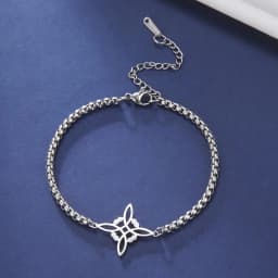 Dawapara Witch Knot Charm Bracelet for Women Celtics Knot Protection Amulet Bead Chain Stainless Steel Witchcraft Wiccan Jewelry