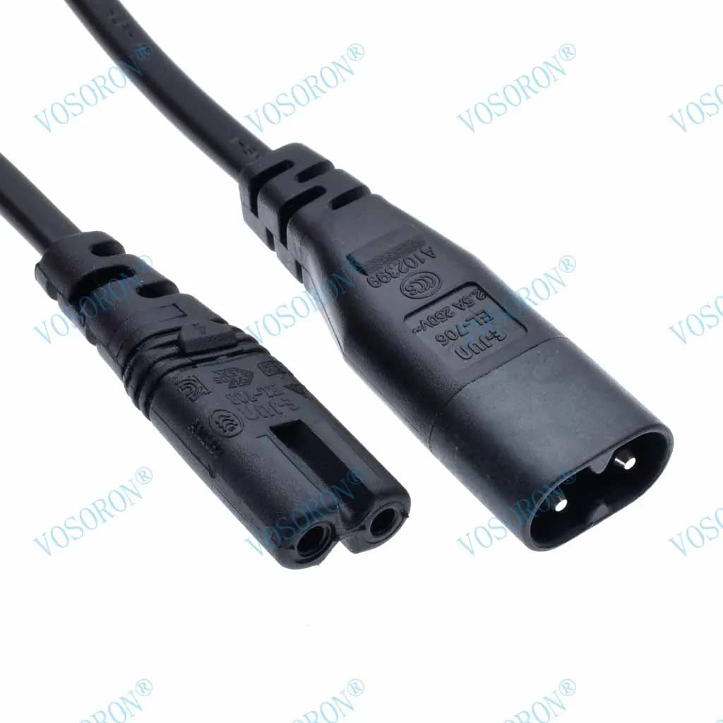 C7/C8 Power "8" Figure Adapter Converter Cable,European IEC320 C7 Female to C8 Male Plug Extension Cord,30cm 60cm 1.8m 3m 500cm