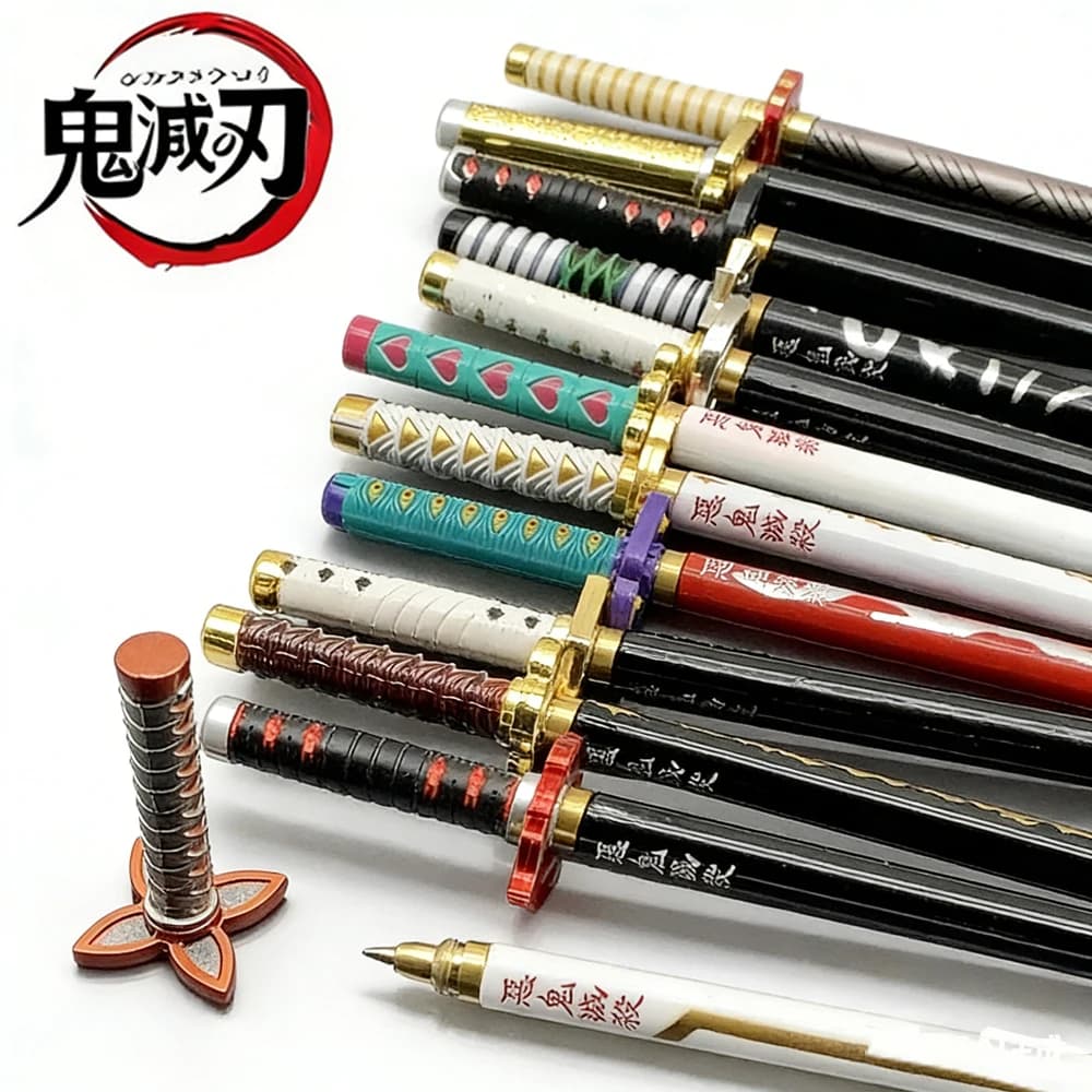 New 17 Styles Japan Anime Demon Slayer Model Gel Pen 0.5mm Black Refill Cosplay Prop Kid Student Gift Slayer Sword