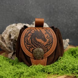Medieval Viking Money Pouch Bag Cosplay Hangable Belt Waist Bag Unisex Leather Drawstring Bag Coin Purse Party Accessories Prop