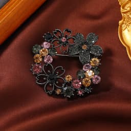 High-end exquisite leaf ring rhinestone brooch corsage collar pin pin jewelry clothing accessories
