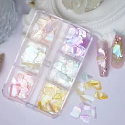 1 Box Natural Nails Abalone Shell Fragments Flakes Glitter 3D Nail Art Decoration Charm Slice Sequins Manicure Supplies Set