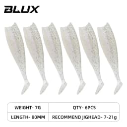 BLUX BLOD SHAD 80mm 105mm Soft Fishing Lure Jighead Black Tail Minnow Artificial Silicone Bait Saltwater Sea Bass Swimbait Gear