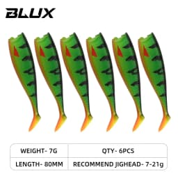 BLUX BLOD SHAD 80mm 105mm Soft Fishing Lure Jighead Black Tail Minnow Artificial Silicone Bait Saltwater Sea Bass Swimbait Gear