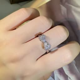 Fancy Bow Ring with Dazzling CZ Sterling Silver Color Women Finger Ring 925 Stamp Wedding Bands Statement Accessories Jewelry