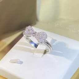 Fancy Bow Ring with Dazzling CZ Sterling Silver Color Women Finger Ring 925 Stamp Wedding Bands Statement Accessories Jewelry