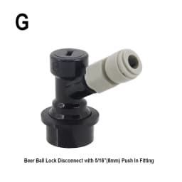 Ball Lock Gas & Beer Keg Disconnect with 8/9.5mm Push In Fitting Homebrew Draft Beer Corny Style Ball Lock Keg Dispenser