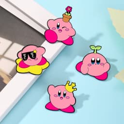 4pcs Kirby Enamel Lapel Pins Set Fashion Jewelry Cartoon Badge Brooch Pin for Women Backpack Jeans Accessories
