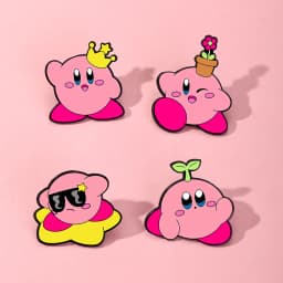 4pcs Kirby Enamel Lapel Pins Set Fashion Jewelry Cartoon Badge Brooch Pin for Women Backpack Jeans Accessories