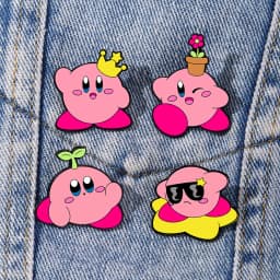 4pcs Kirby Enamel Lapel Pins Set Fashion Jewelry Cartoon Badge Brooch Pin for Women Backpack Jeans Accessories